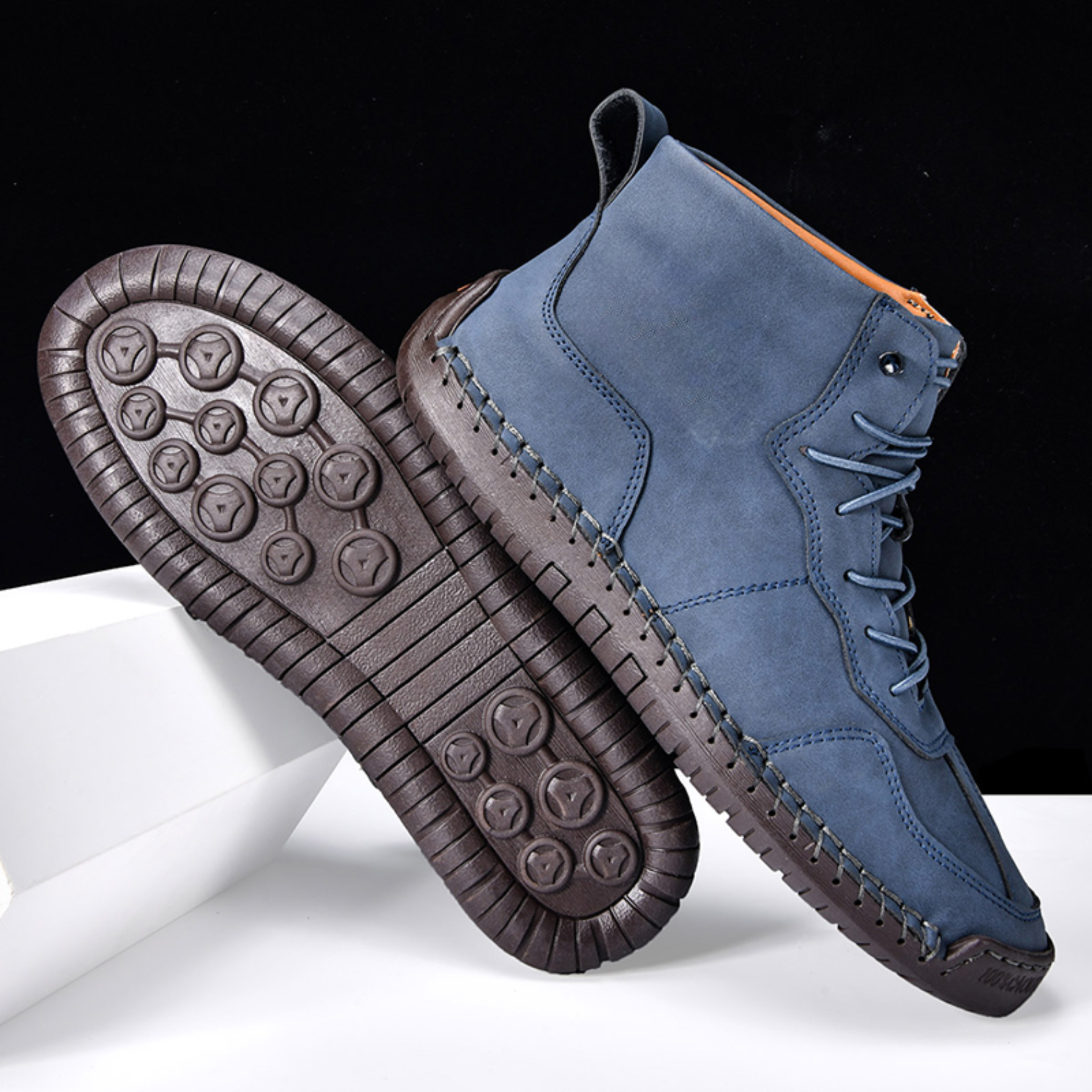 (⏰Limited Time Sale 70% OFF - Buy 2 FREE Shipping) Men's Orthopedic Comfortable Handmade Leather Boots - Waterproof, Non-Slip, Arch Support, Wide Toe, Shock-Absorbing, Outdoor Leather Boots