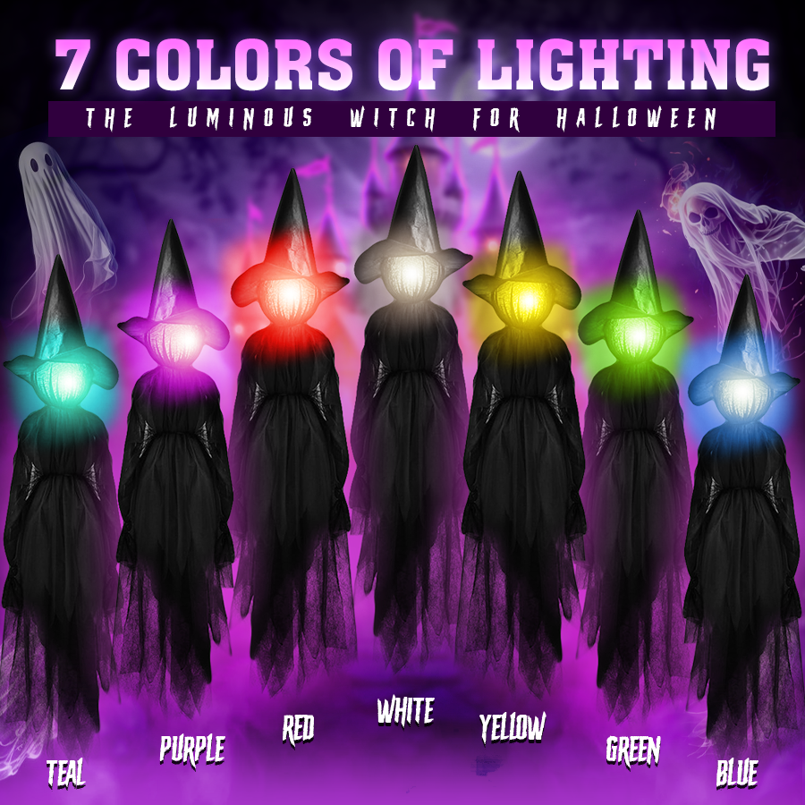 🎃 Spooky Trio: 3 Glowing Pumpkin Witches for Halloween Magic ✨