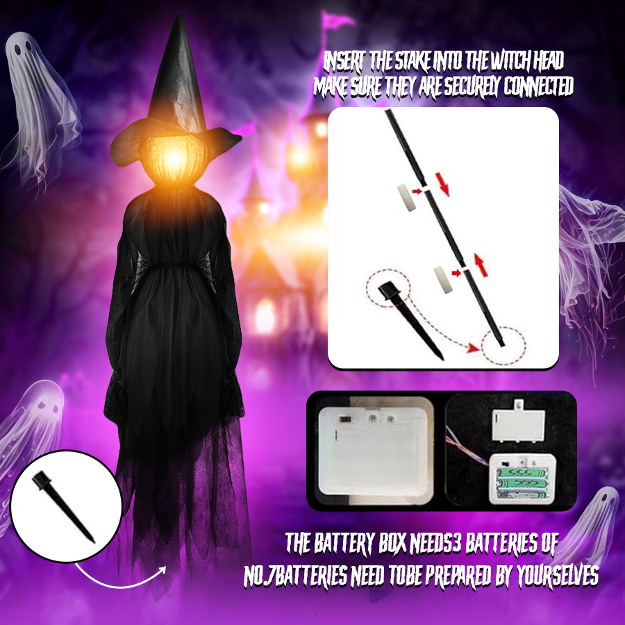 🎃 Spooky Trio: 3 Glowing Pumpkin Witches for Halloween Magic ✨