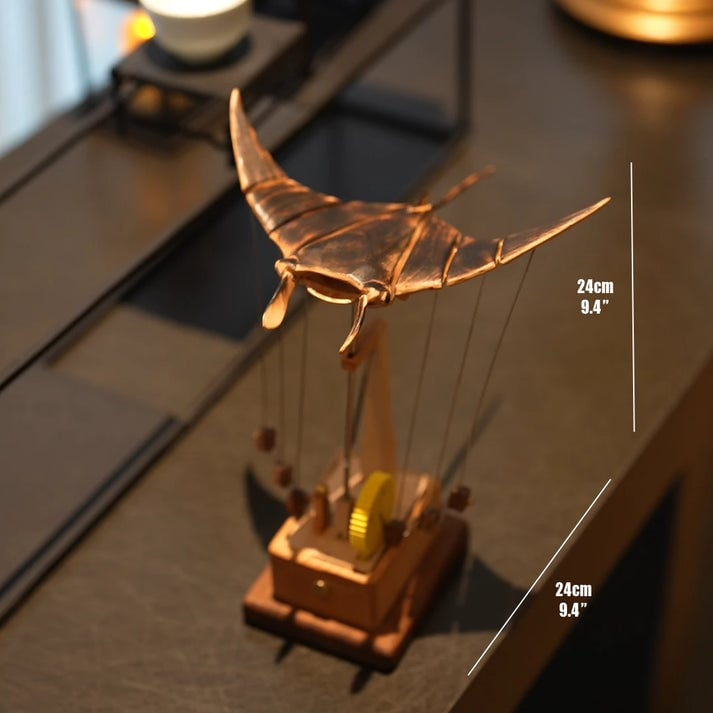 Upgraded Version Handmade Wooden Electric Bionic Manta Ray Ornament